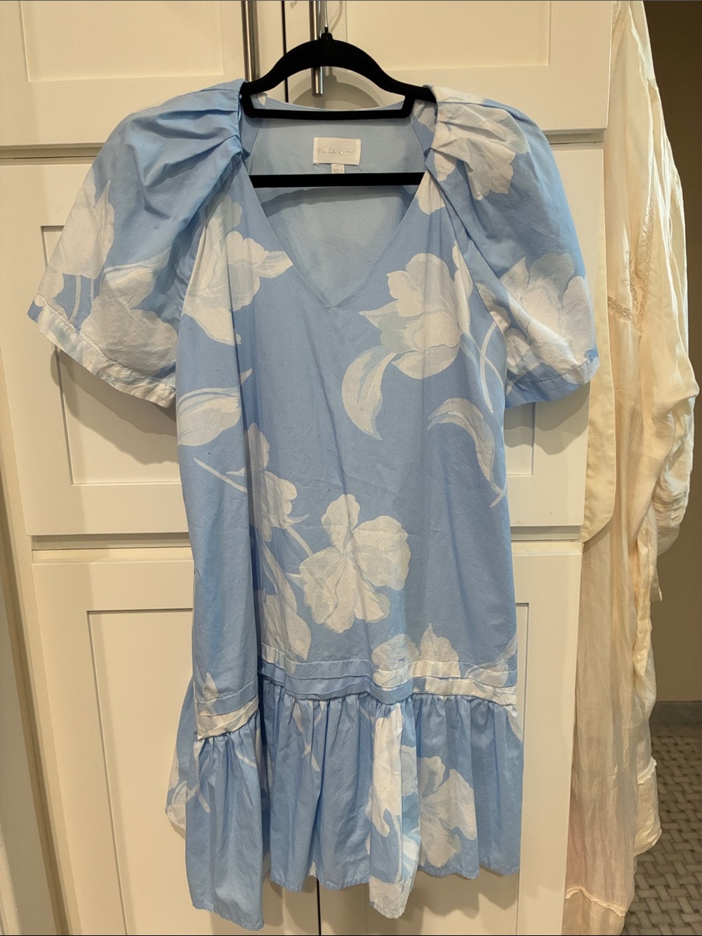 Light Blue Floral Dress with Puff Sleeves